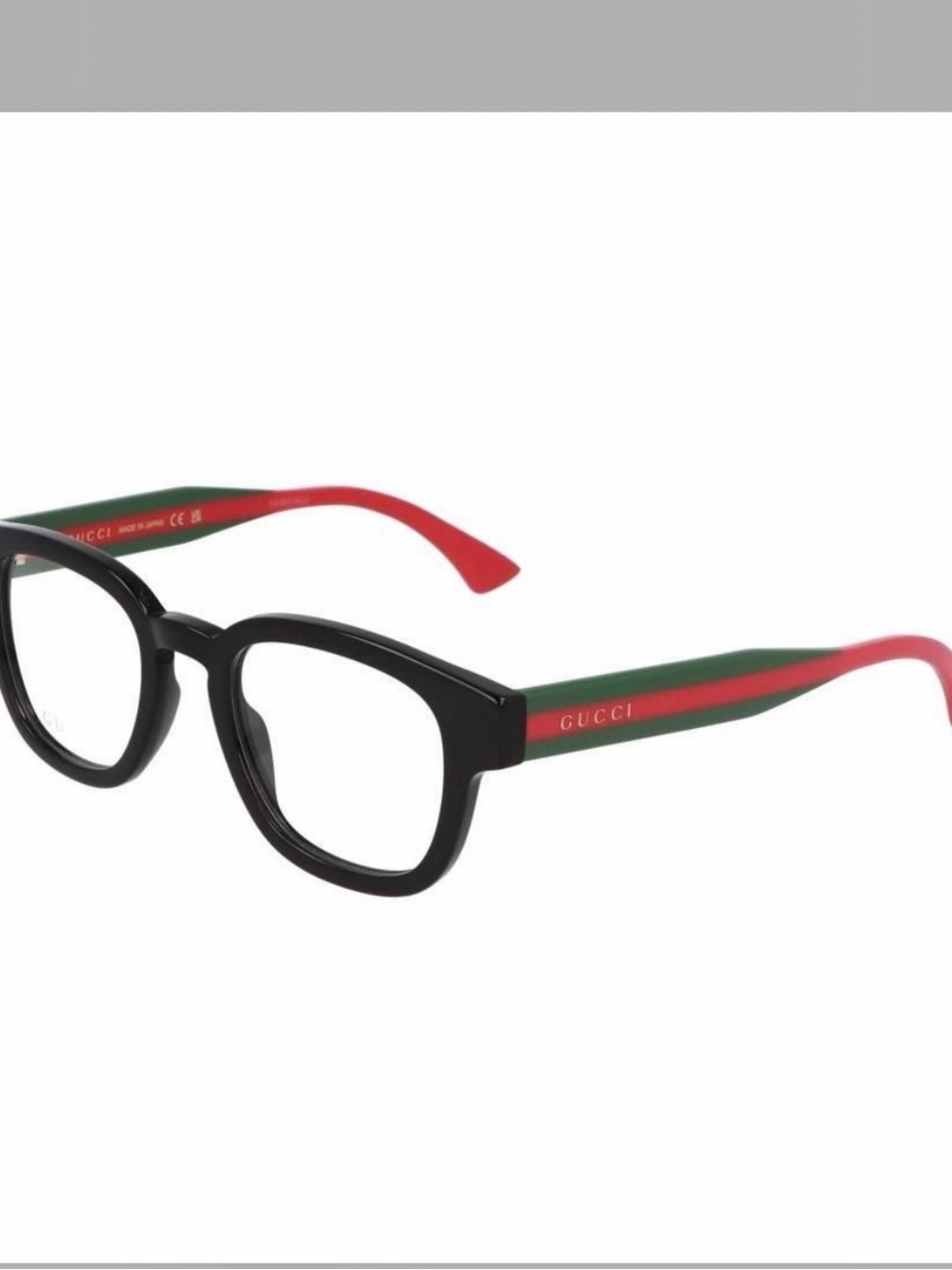 Gucci Black Frames with Red and Green Stripe Temples